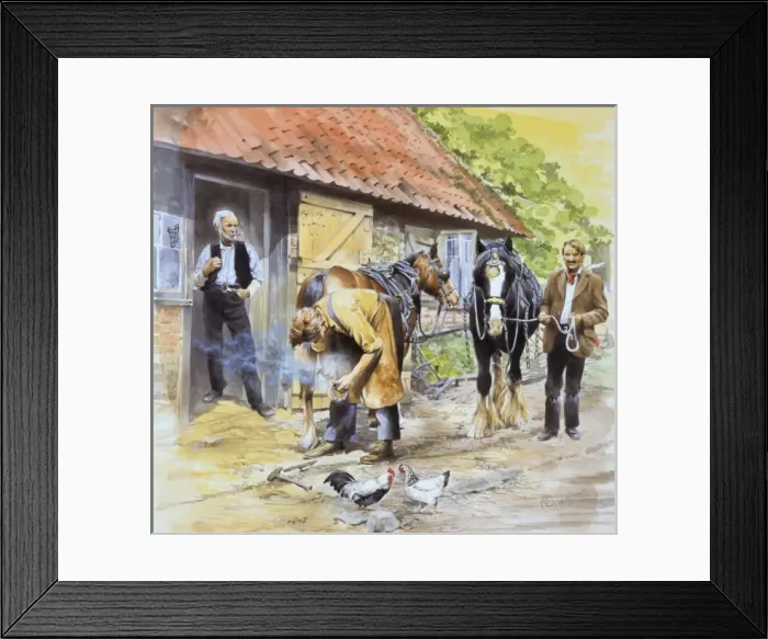 Framed Print : Blacksmith shoeing a horse Framed Print : Blacksmith shoeing a horse