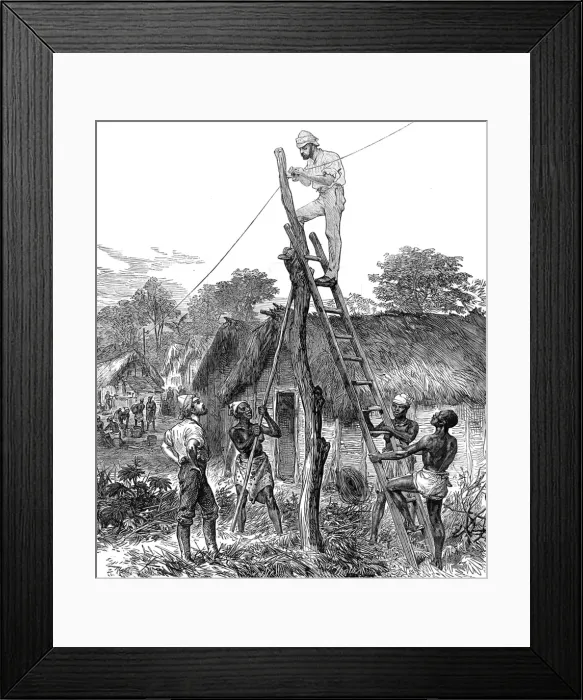 Framed Print : The Ashanti War (1873-74) - fixing telegraph wires Framed Print : The Ashanti War (1873-74) - fixing telegraph wires