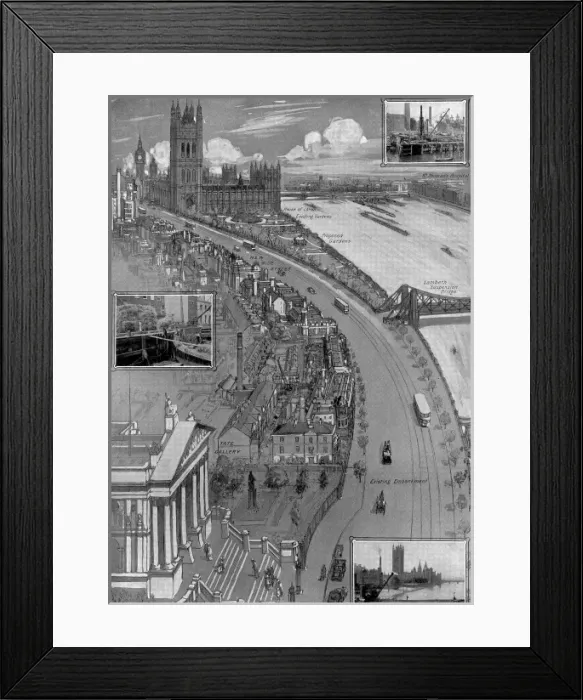 Framed Print : Proposed Scheme for Westminster Embankment, 1909 Framed Print : Proposed Scheme for Westminster Embankment, 1909
