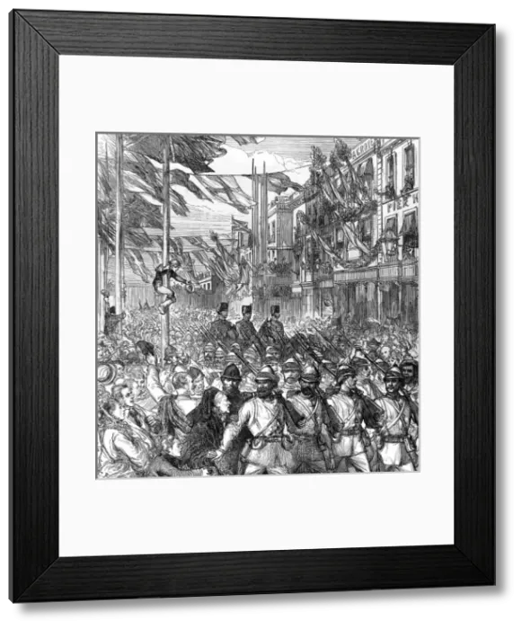 Framed Print : The Ashanti War (1873-74) - British forces arrive home Framed Print : The Ashanti War (1873-74) - British forces arrive home