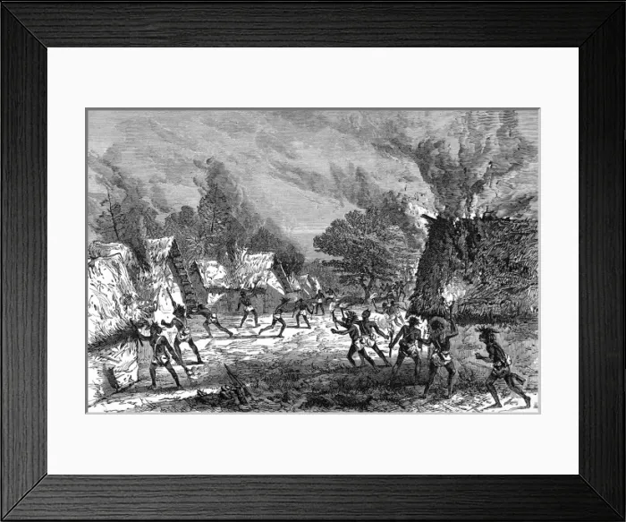 Framed Print : The Ashanti War (1873-74) - Setting fire to a village Framed Print : The Ashanti War (1873-74) - Setting fire to a village