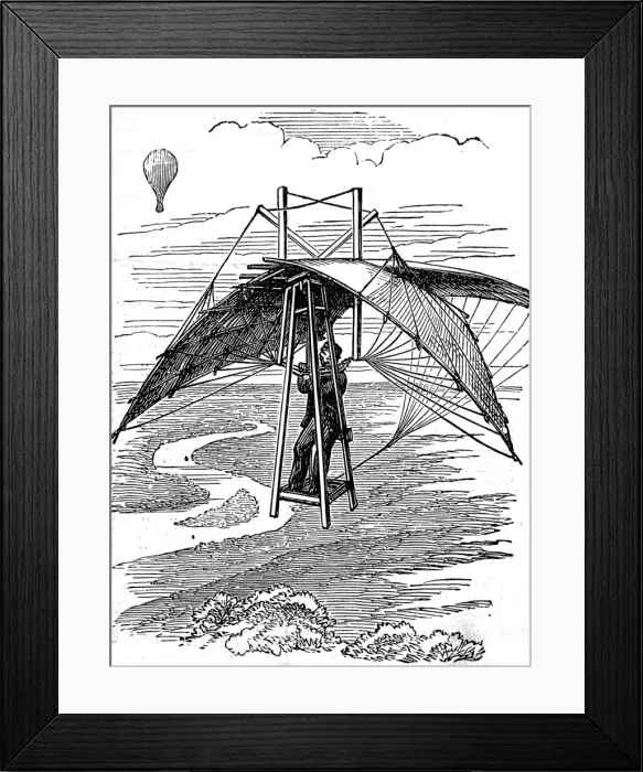 Framed Print : Flying Mans Parachute, 1874 Framed Print : Flying Mans Parachute, 1874