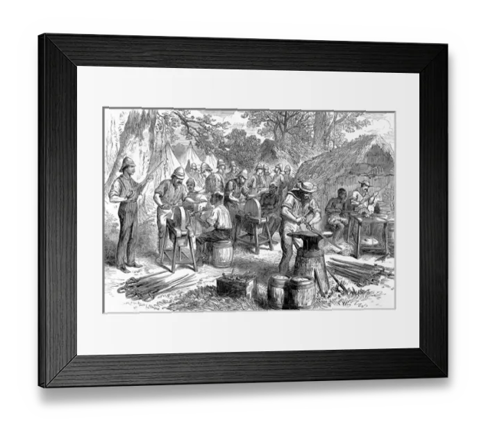 Framed Print : The Ashanti War (1873-74) - Sharpening cutlasses at Prahsu Framed Print : The Ashanti War (1873-74) - Sharpening cutlasses at Prahsu