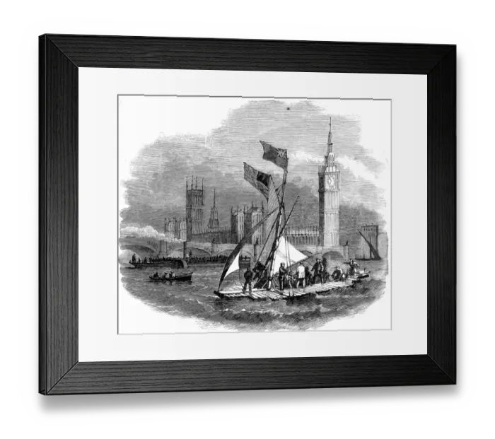 Framed Print : Captain Urquharts Life Preserving Raft, River Thames, 1858 Framed Print : Captain Urquharts Life Preserving Raft, River Thames, 1858
