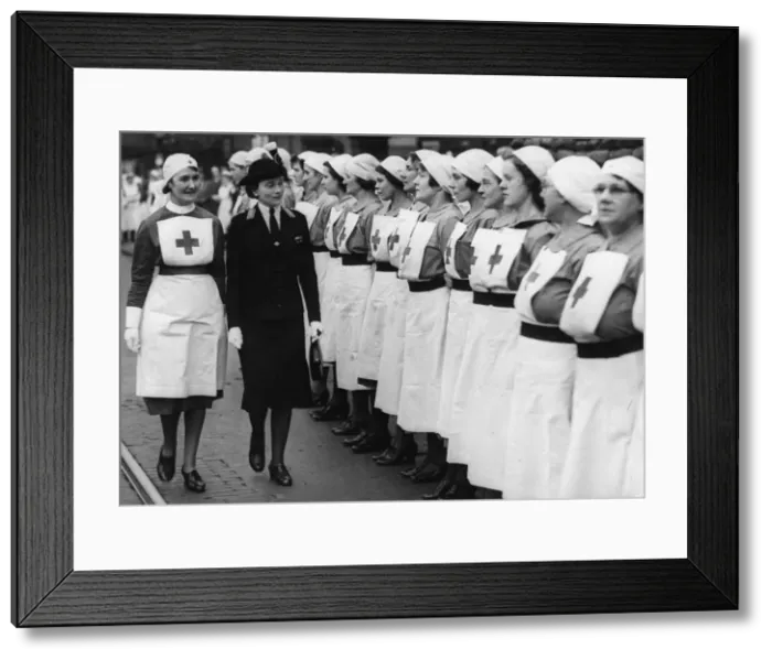 Framed Print : The Duchess of Gloucester inspecting nurses Framed Print : The Duchess of Gloucester inspecting nurses