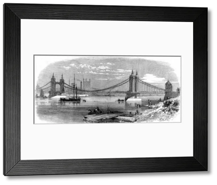 Framed Print : Chelsea Bridge, London, 1858 Framed Print : Chelsea Bridge, London, 1858