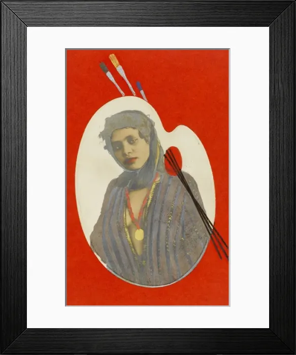 Framed Print : Egyptian Girl set in Artists Palette Motif Framed Print : Egyptian Girl set in Artists Palette Motif