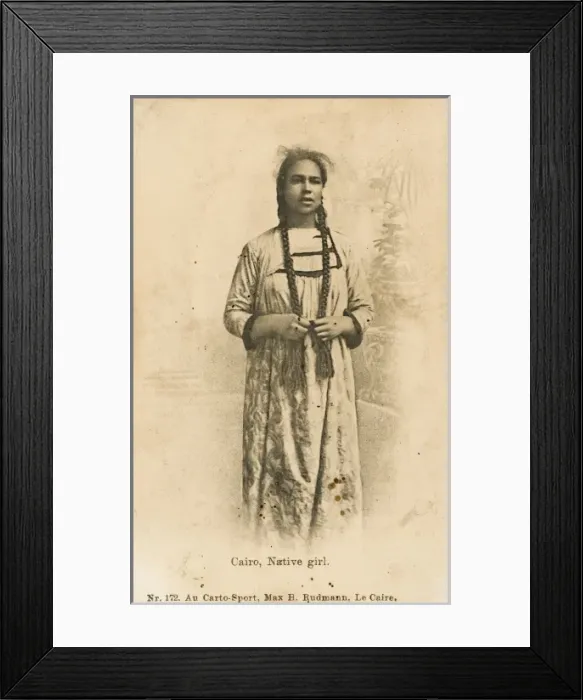 Framed Print : Egypt - Young Native Girl with Pigtails Framed Print : Egypt - Young Native Girl with Pigtails