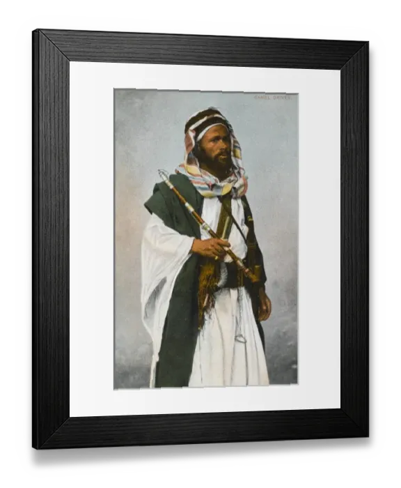 Framed Print : Egyptian Tribesman holding a long pipe Framed Print : Egyptian Tribesman holding a long pipe