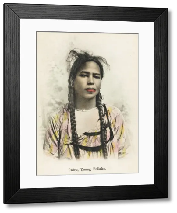 Framed Print : Egypt - Young Native Girl with Pigtails Framed Print : Egypt - Young Native Girl with Pigtails