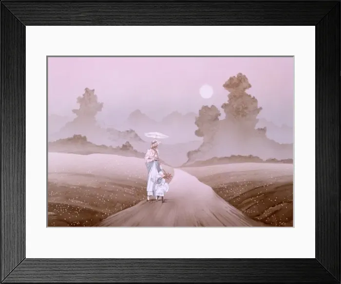 Framed Print : Strolling along a misty country lane Framed Print : Strolling along a misty country lane