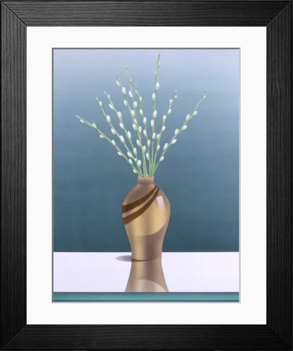 Framed Print : White Catkins in a glossy vase Framed Print : White Catkins in a glossy vase