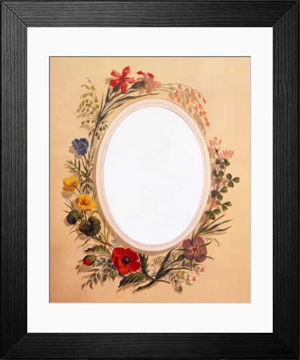 Framed Print : A decorative oval floral border Framed Print : A decorative oval floral border