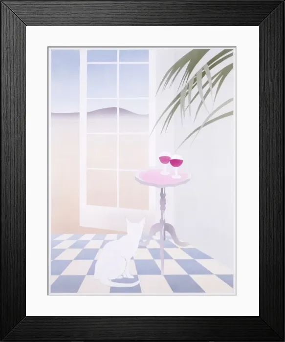 Framed Print : Fantasy house with white cat Framed Print : Fantasy house with white cat