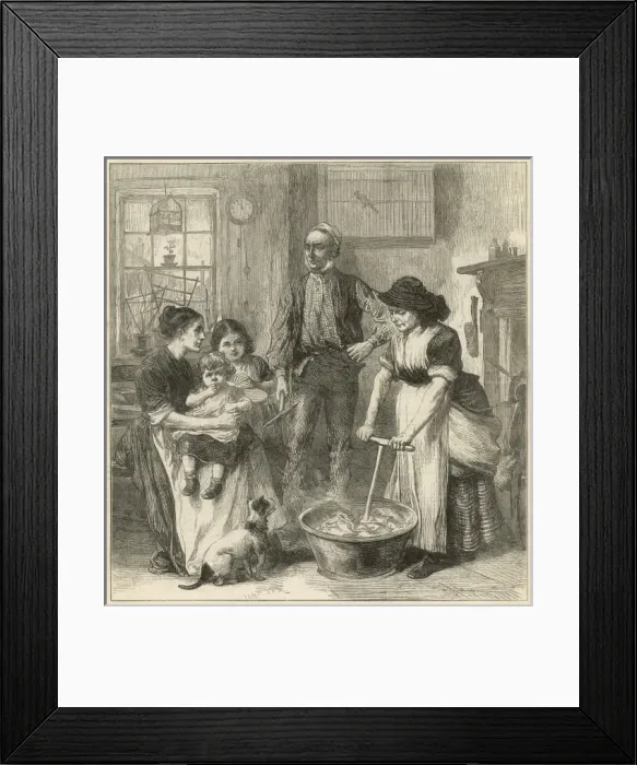 Framed Print : Welsh collier family in their cottage Framed Print : Welsh collier family in their cottage