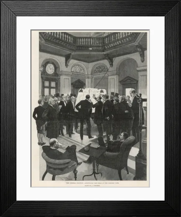 Framed Print : Election Results at the Carlton Club, London, 1892 Framed Print : Election Results at the Carlton Club, London, 1892