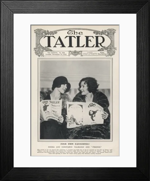 Framed Print : Norma and Constance Talmadge with their favourite publicatio Framed Print : Norma and Constance Talmadge with their favourite publicatio