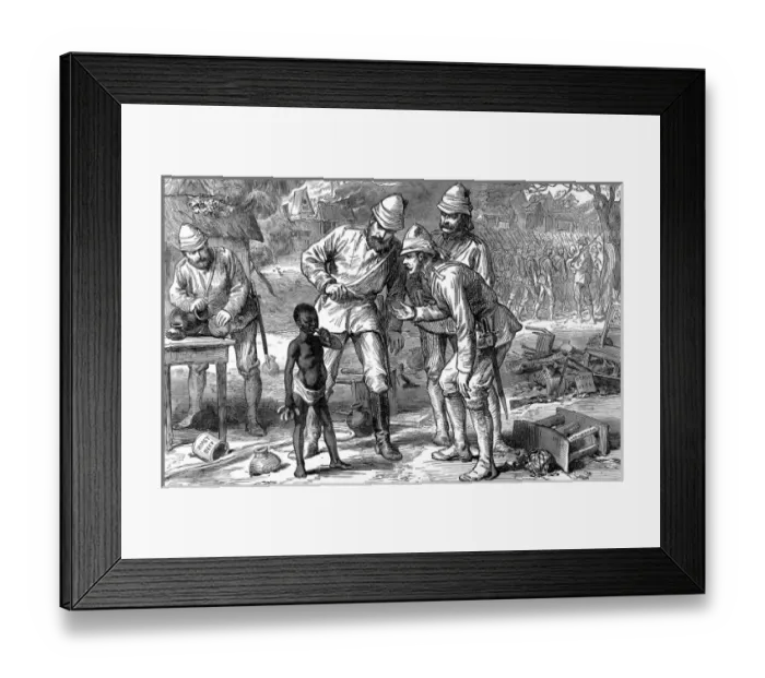 Framed Print : A young boy with British officers in Kumasi, 1874 Framed Print : A young boy with British officers in Kumasi, 1874