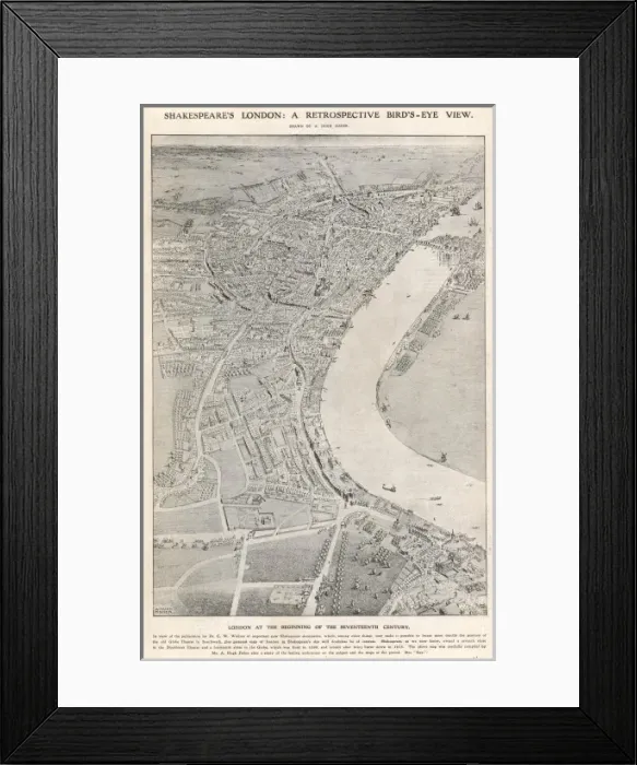 Framed Print : Aerial View of 17th century London Framed Print : Aerial View of 17th century London