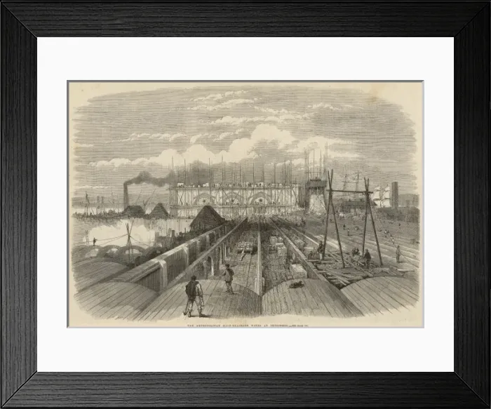 Framed Print : Construction of the Metropolitan Main Drainage Works, Crossn Framed Print : Construction of the Metropolitan Main Drainage Works, Crossn