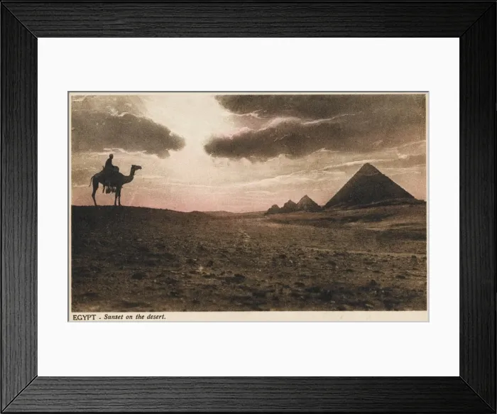 Framed Print : Sunset over the desert and Pyramids, Egypt Framed Print : Sunset over the desert and Pyramids, Egypt