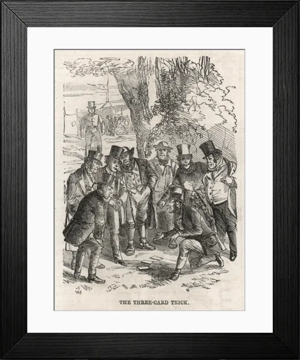 Framed Print : The Three Card Trick, 1860 Framed Print : The Three Card Trick, 1860