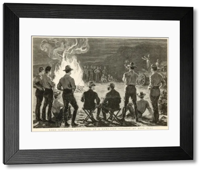 Framed Print : Lord Randolph Churchill at a Camp-fire Concert, 1891 Framed Print : Lord Randolph Churchill at a Camp-fire Concert, 1891