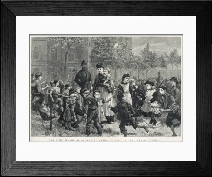 Framed Print : Children Playing in Temple Gardens, London, 1883 Framed Print : Children Playing in Temple Gardens, London, 1883
