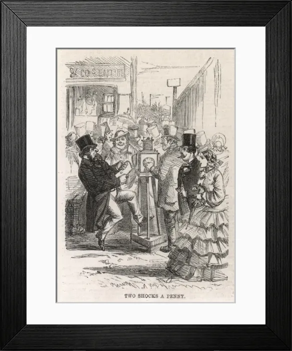 Framed Print : Electric Shock Machine, on Derby Day, 1860 Framed Print : Electric Shock Machine, on Derby Day, 1860