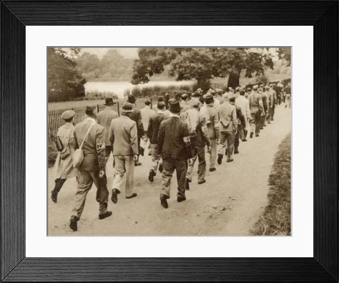 Framed Print : Home Guard march to lecture Framed Print : Home Guard march to lecture