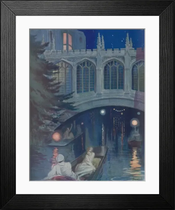 Framed Print : St Johns Bridge, Cambridge- During The May Races, by A. E Framed Print : St Johns Bridge, Cambridge- During The May Races, by A. E