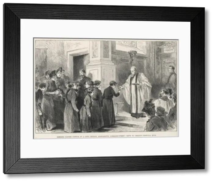 Framed Print : Curious Easter Custom at a City Church Framed Print : Curious Easter Custom at a City Church
