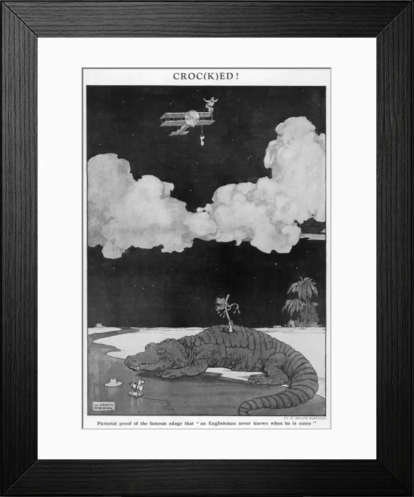 Framed Print : Croc(k)ed! by William Heath Robinson Framed Print : Croc(k)ed! by William Heath Robinson