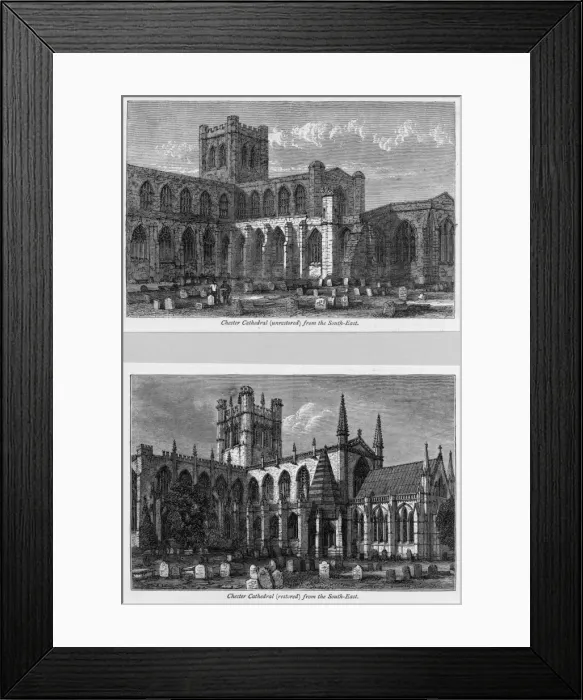 Framed Print : CHESTER. Chester Cathedral, Cheshire, showing the effects of restoration Framed Print : CHESTER. Chester Cathedral, Cheshire, showing the effects of restoration