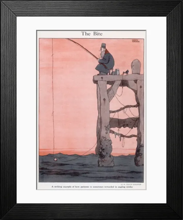 Framed Print : The Bite. Cartoon, The Bite. A striking example of how patience is sometimes Framed Print : The Bite. Cartoon, The Bite. A striking example of how patience is sometimes