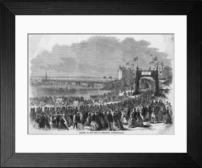 Framed Print : CLEVEDON. What is a seaside resort without a pier ? Crowds gather for the Framed Print : CLEVEDON. What is a seaside resort without a pier ? Crowds gather for the