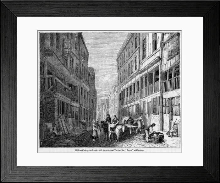 Framed Print : CHESTER. Watergate Street, Chester, showing some of the celebrated covered Framed Print : CHESTER. Watergate Street, Chester, showing some of the celebrated covered
