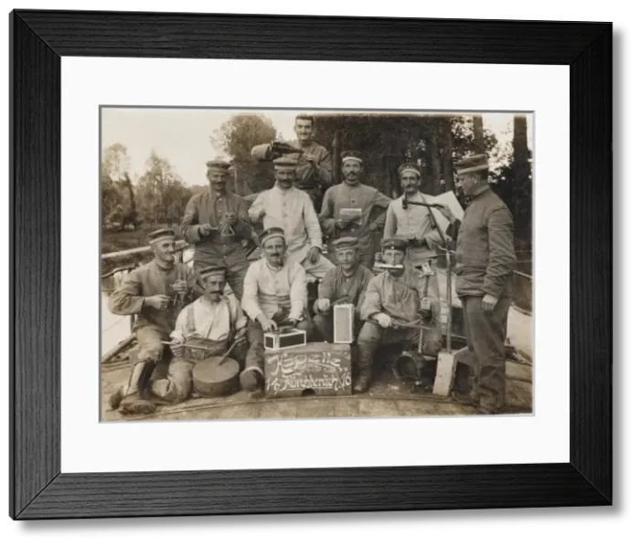 Framed Print : German troops with homemade instruments