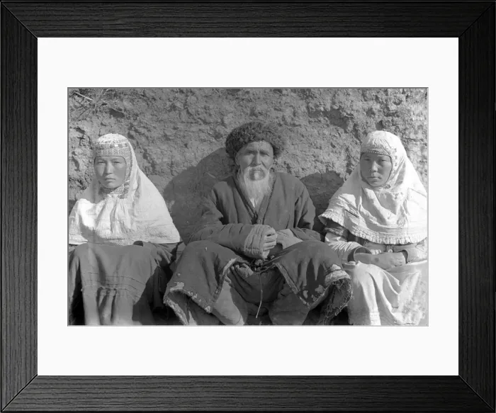 Framed Print : Man and two women in Kashgar or Kyrgyzstan Framed Print : Man and two women in Kashgar or Kyrgyzstan