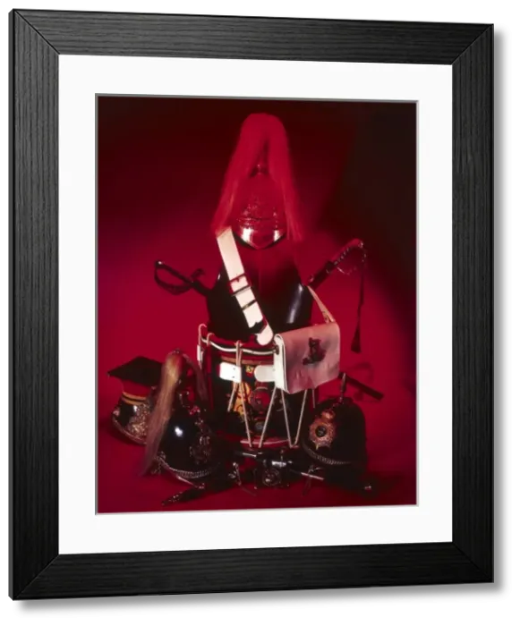 Framed Print : Militaria - on red cloth Framed Print : Militaria - on red cloth