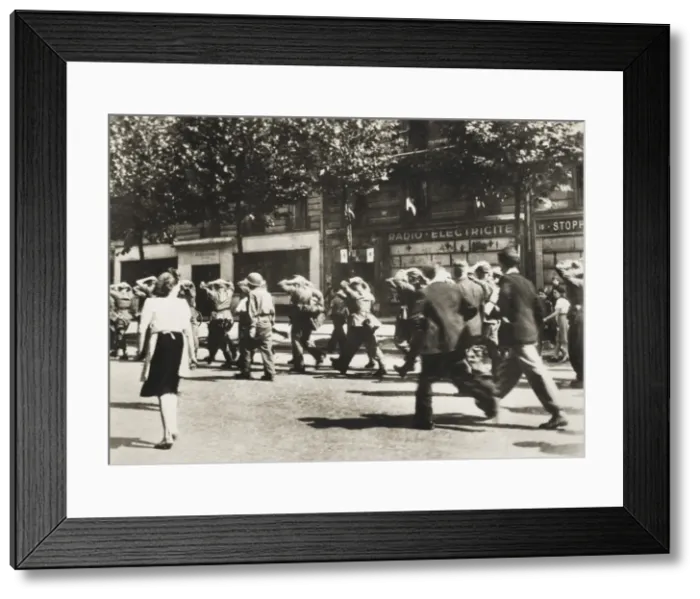 Framed Print : American troops conveying German Prisoners Framed Print : American troops conveying German Prisoners