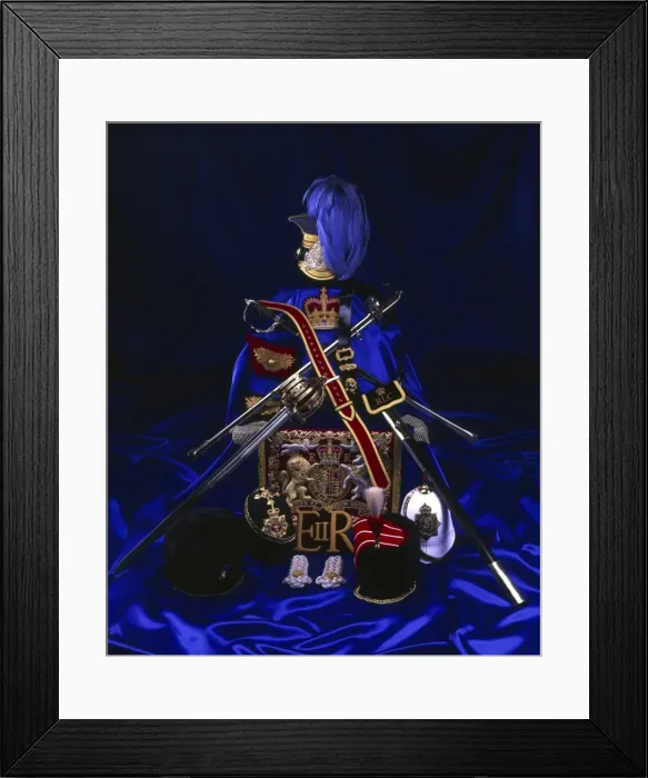 Framed Print : Militaria - on blue cloth Framed Print : Militaria - on blue cloth