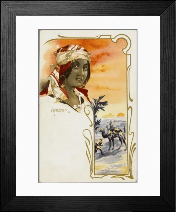 Framed Print : Lady from Arabia with landscape Framed Print : Lady from Arabia with landscape