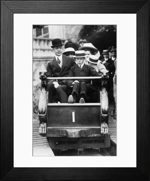 Framed Print : Princes Edward and Albert of Wales on a scenic railway