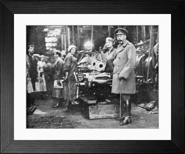 Framed Print : George V visiting a munitions factory Framed Print : George V visiting a munitions factory