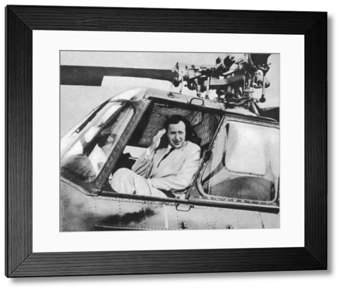Framed Print : Duncan Sandys(1908-1987) in helicopter Framed Print : Duncan Sandys(1908-1987) in helicopter