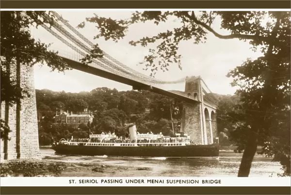 Menai Bridge with steamship