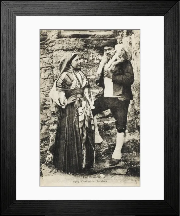 Framed Print : Pyrenees - Costume of the Ossalois people Framed Print : Pyrenees - Costume of the Ossalois people