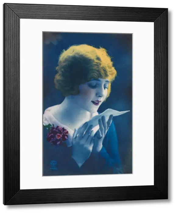 Framed Print : Yugoslavian Girl reading a love letter - portrait Framed Print : Yugoslavian Girl reading a love letter - portrait