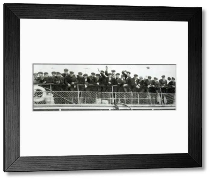 Framed Print : The Titanics crew catch sight of their relatives and friend Framed Print : The Titanics crew catch sight of their relatives and friend